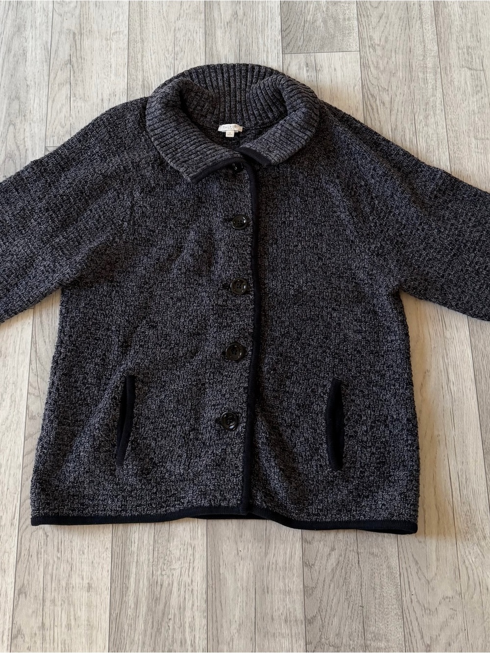 Talbots Women's Charcoal half sleeve cardigan.